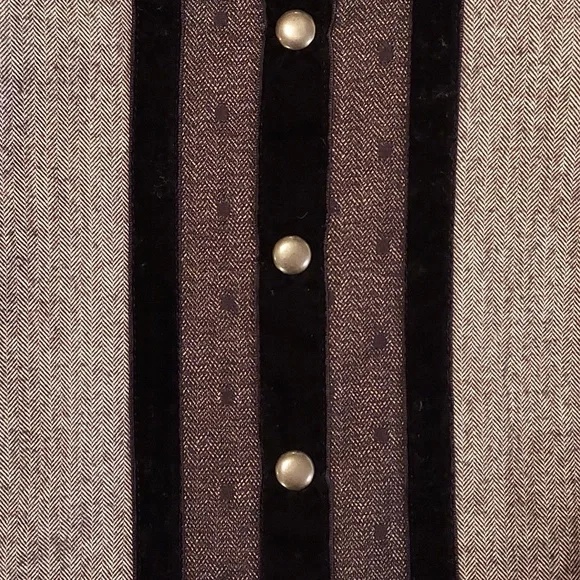 Anna Sui for Target Black & Grey Herringbone Studded Cage Mini Dress Size 13 - Picture 6 of 12